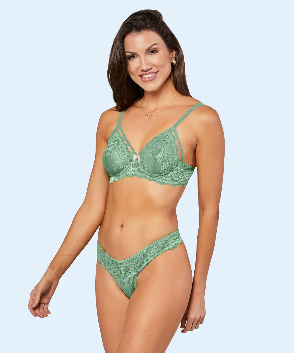 Conjunto de Renda Strappy sem Bojo e com Aro - FEMME FATALLE