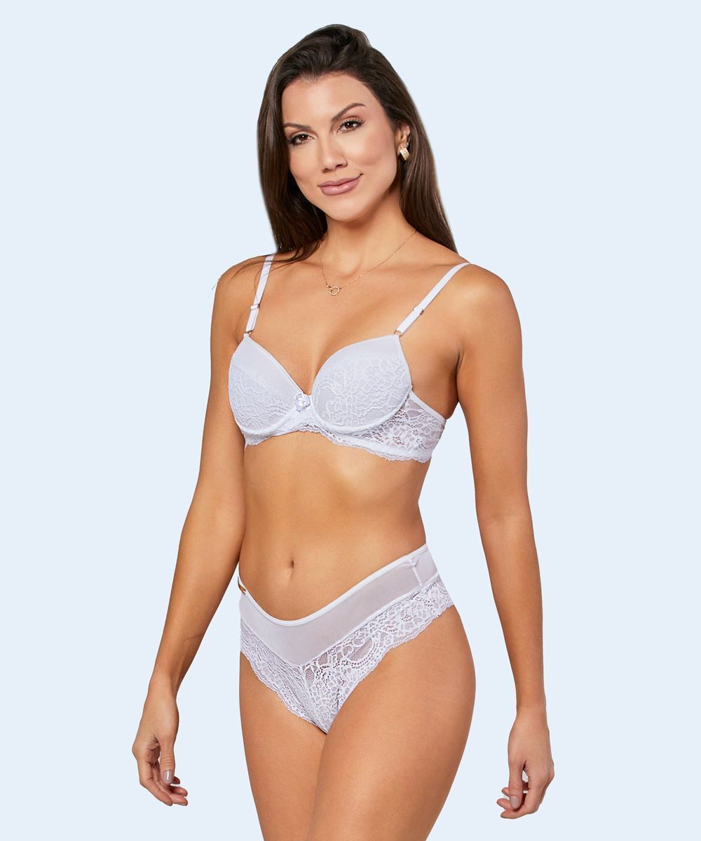 Conjunto de Renda e Tule Calcinha Fio - FEMME FATALLE