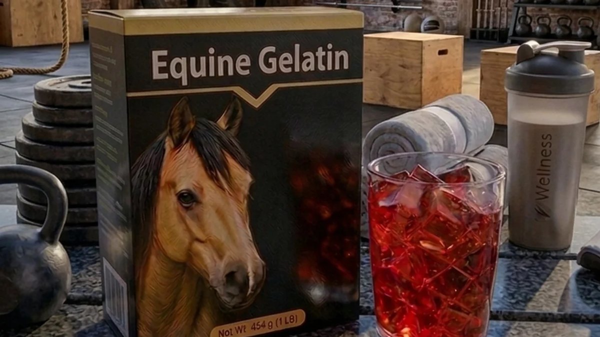 Editorial thumbnail: a product box and a glass of iced red drink on a stone bench in a brick warehouse gym
